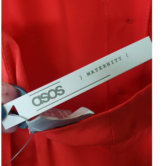 ASOS Maternity button front frill sleeve wide leg jumpsuit with cut out back - Picture 8 of 14